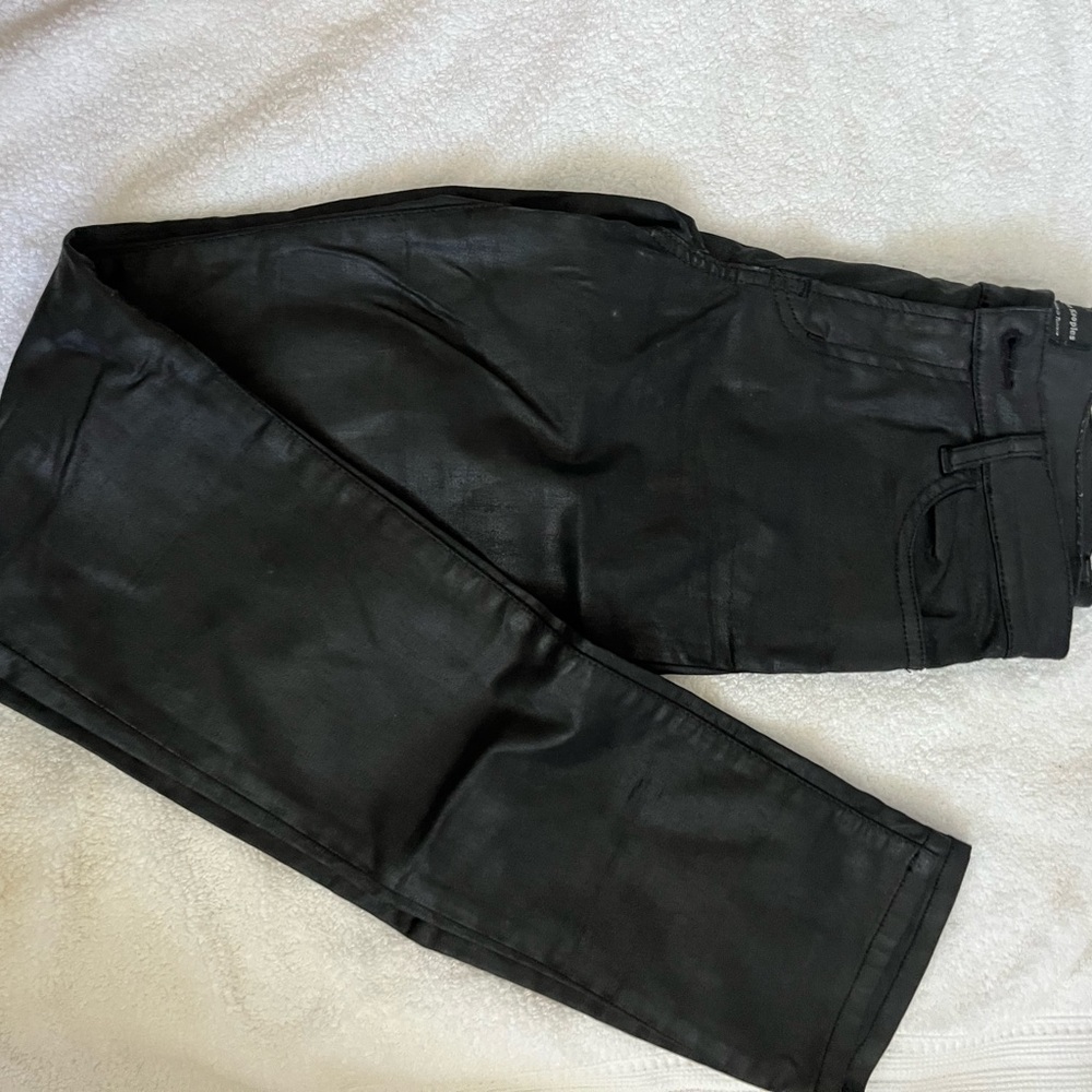 The KOOPLES brand - Leather “ skin” jeans - stretchy. Slim cut  size 24